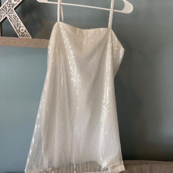 12th Tribe Emmy White Sequin Micro Mini Dress - Picture 3 of 3